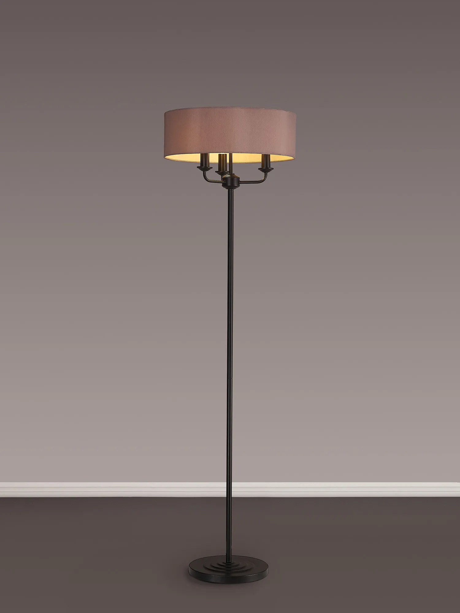 Banyan 45cm 3 Light Floor Lamp Matt Black, Taupe DK1058  Deco Banyan MB TA